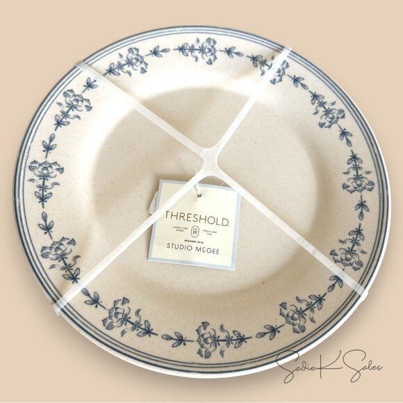 4pc Melamine Dinner Plates - Threshold Studio McGee Blue Floral Set Target 2023 - Picture 4 of 5
